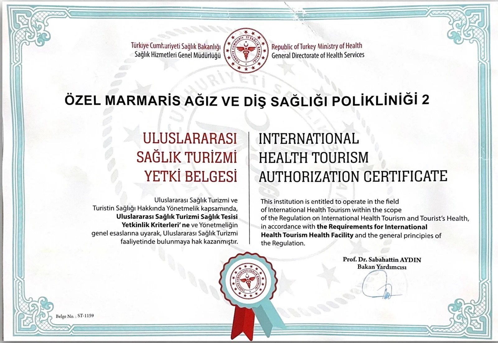 Health Turkey Authorization Certificate